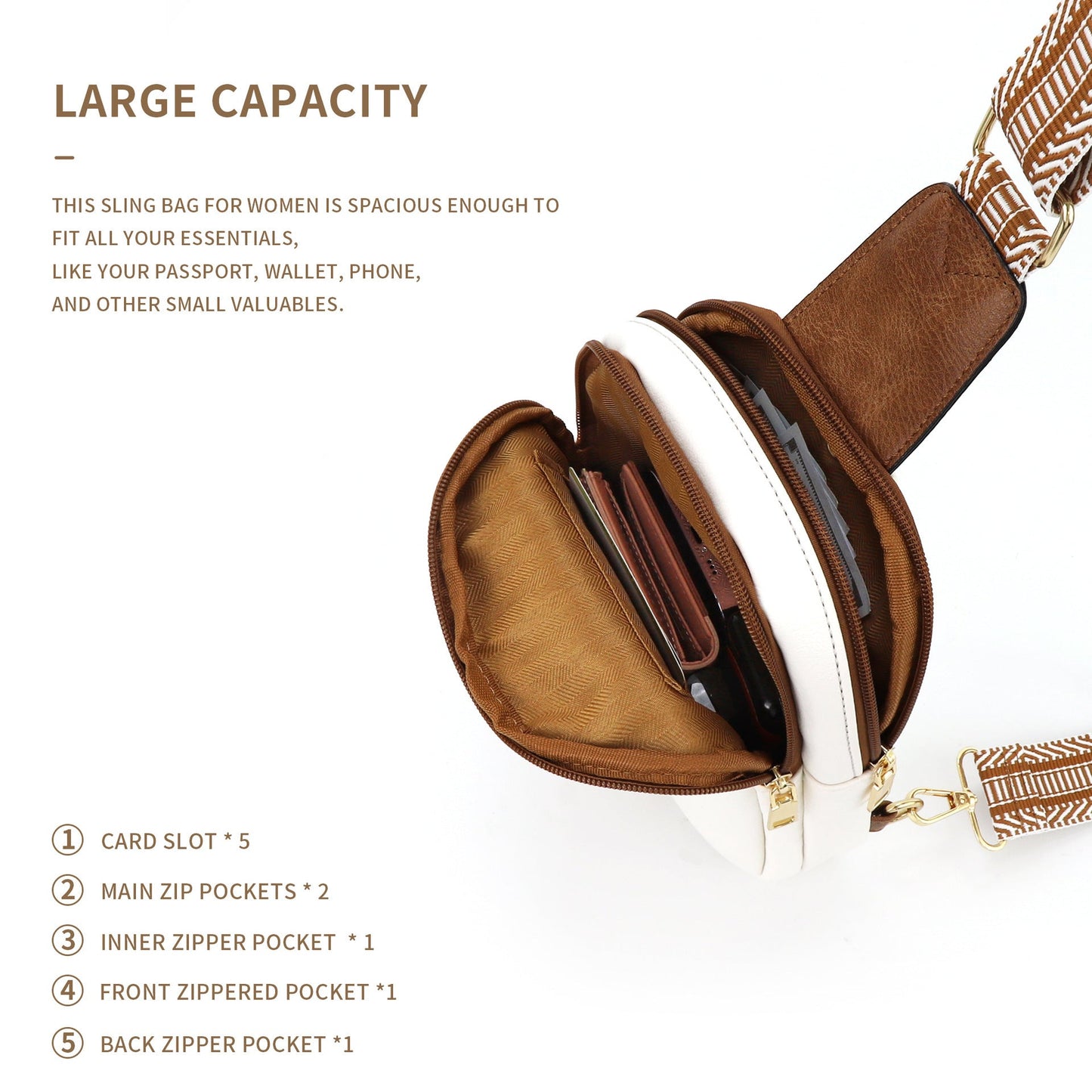 Detachable Leather Crossbody Bag - Dual-Purpose Design